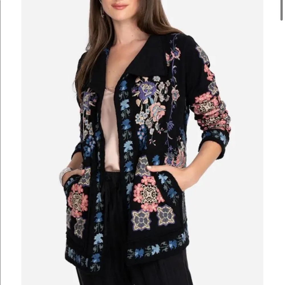 Johnny Was Black Jacket with gorgeous embroidery. Medium